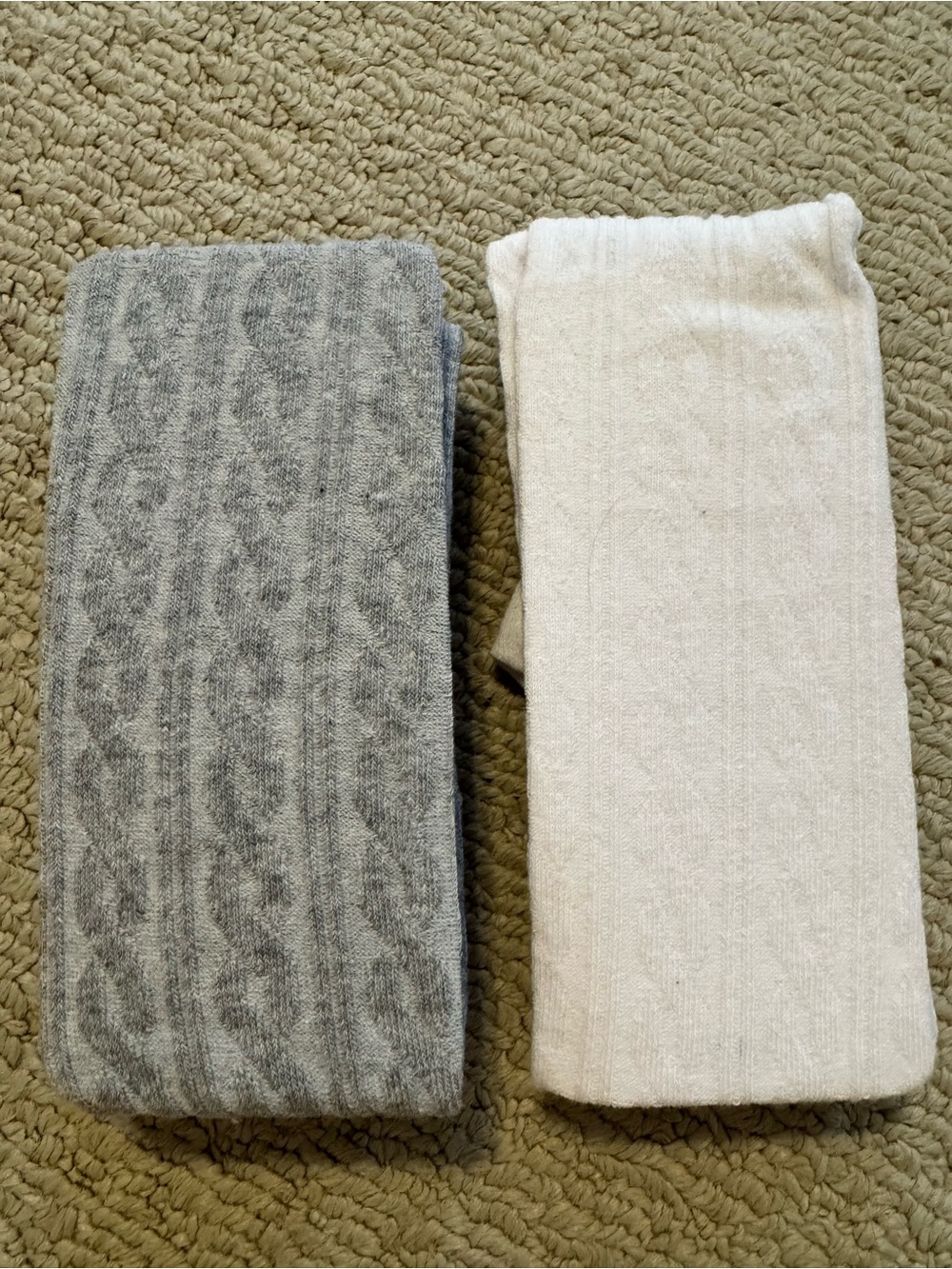 Target Girls Cable Knit Tights Lot of 2 Gray & White Size 7-10 NWOT